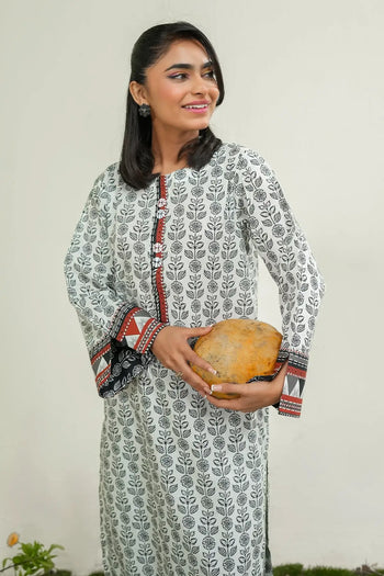 Safwa | Monochrome Muse – 2PC Printed Lawn Ready to Wear (P000871) - Mmall