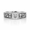 Handmade 1 Carat GRA Certified Princess Cut Moissanite Ring in Sterling Silver – Vintage Engraved Band