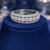 4.00 Ctw Round Cut Moissanite Triple Row Eternity Band In Rhodium Plated Sterling Silver