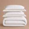 T1000 Luxe White Duvet Cover Set With 3 Line Gold Baretta