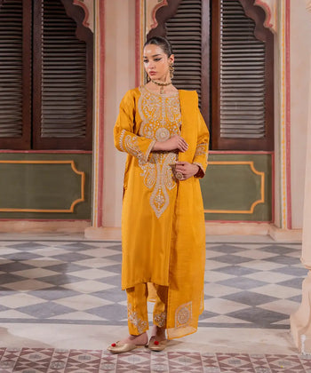 3PC - Embroidered Viscose Suit - Kross Kulture 